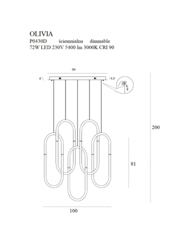 Подвесная лампа Olivia золотая