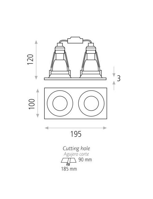 Įmontuojamas šviestuvas Waka 2L