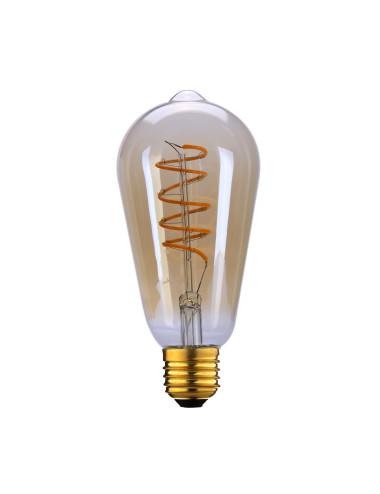 E27 6W 2200K 3S Dimm Spiral Amber