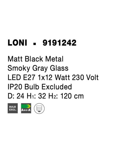 Pendant lamp Loni Ø24 9191242 | Nova Luce | TavaGaisma.lv/en