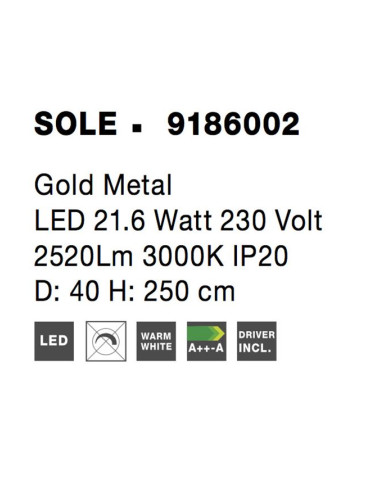 Nova Luce Piekaramā lampa Sole Ø40 LED 9186002 | TavaGaisma.lv