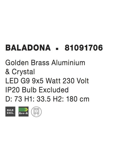 Lühter Baladona Ø73 81091706 | Nova Luce | TavaGaisma.lv/et