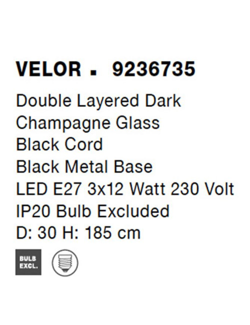 Piekaramā lampa Velor Ø30