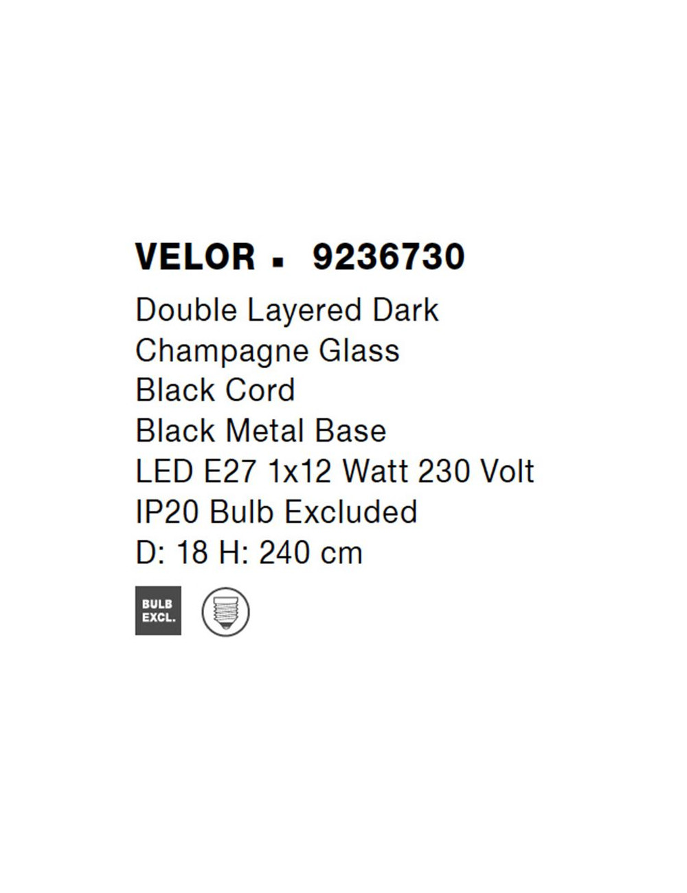 Pendant lamp Velor Ø18