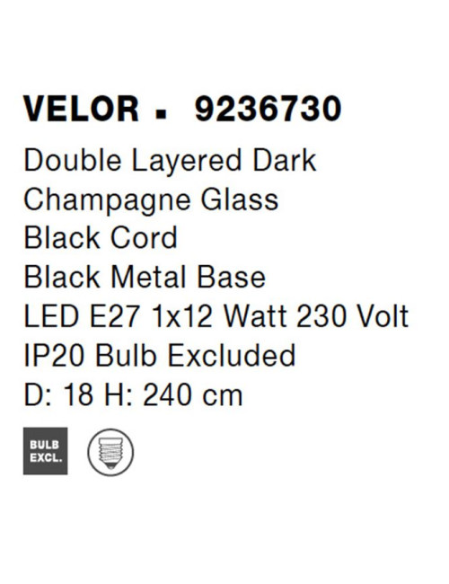 Piekaramā lampa Velor Ø18