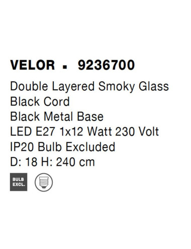 Nova Luce Piekaramā lampa Velor Ø18 9236700 | TavaGaisma.lv