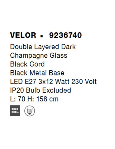 Nova Luce Piekaramā lampa Velor 9236740 | TavaGaisma.lv
