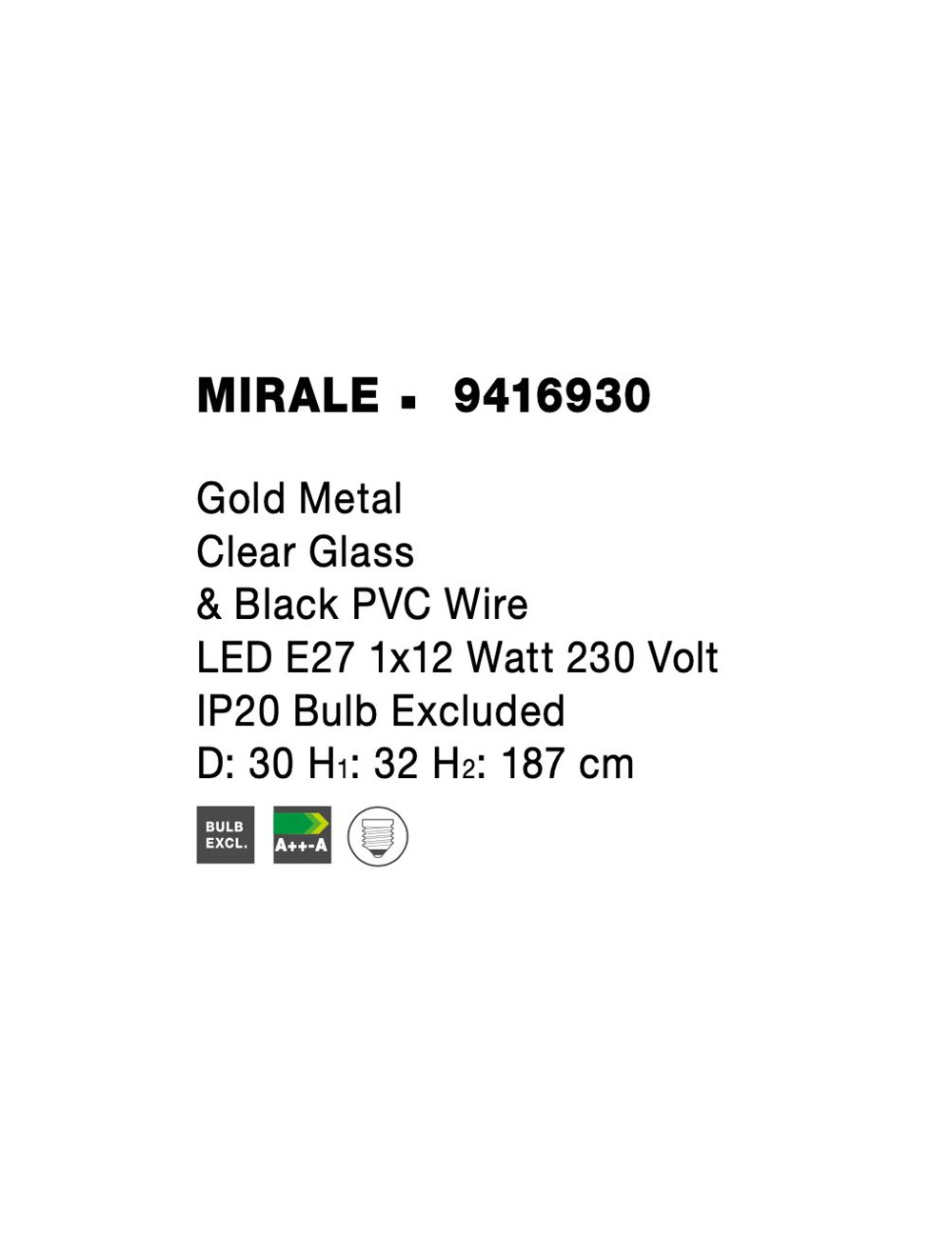 Pakabinamas šviestuvas Mirale Ø30