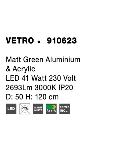 Nova Luce - Vetro Ø50 LED 910623 piekaramā lampa | TavaGaisma.lv
