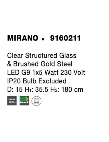Подвесная лампа Mirano Ø15 9160211 | Nova Luce | TavaGaisma.lv/ru