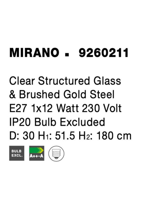 Piekaramā lampa Mirano Ø30
