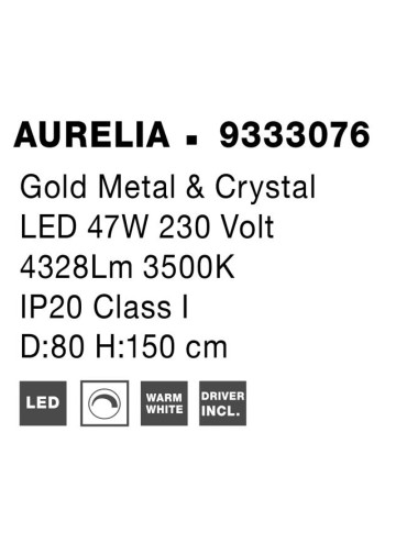 Nova Luce - Aurelia Ø80 LED 9333076 lustra | TavaGaisma.lv