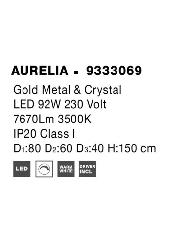 Chandelier Aurelia Ø80 LED 9333069 | Nova Luce | TavaGaisma.lv/en