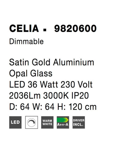Подвесная лампа Celia Ø64 LED 9820600 | Nova Luce | TavaGaisma.lv/ru