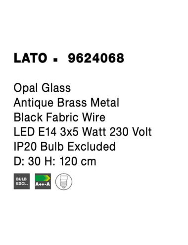 Pendant lamp Lato Ø30 9624068 | Nova Luce | TavaGaisma.lv/en