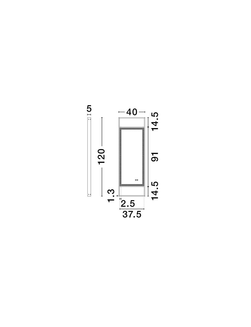Mirror Doul IP44 LED 40x5x120 cm