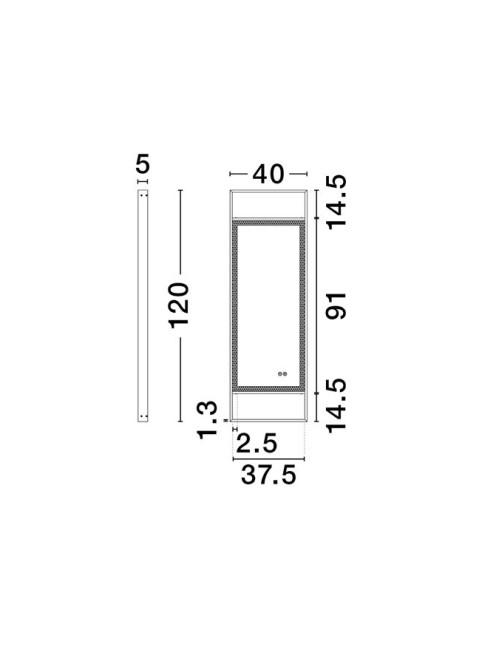 Spiegel Doul IP44 LED 40x5x120 cm