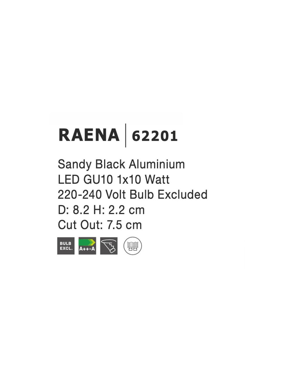Iebūvējama lampa Raena Ø8,2