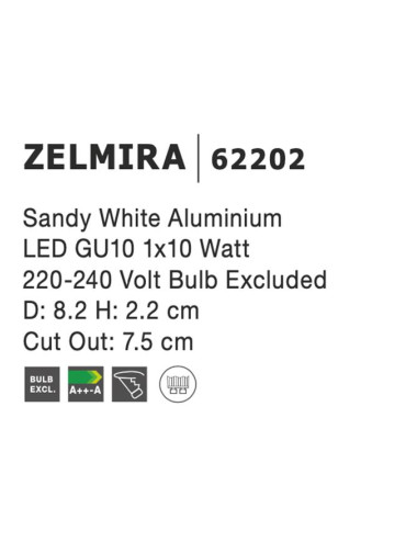 Iebūvējama lampa Zelmira Ø8,2