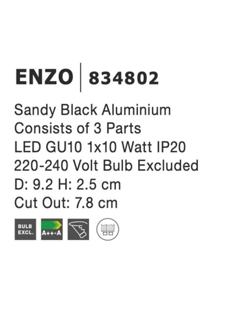 Iebūvējama lampa Enzo Ø9,2