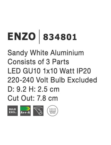 Recessed lamp Enzo Ø9,2