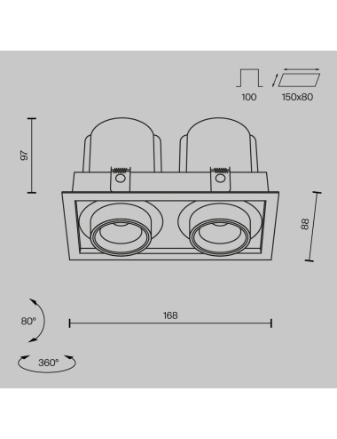 Maytoni Įmontuojamas šviestuvas Hidden LED DL095-02-10W3K-B | TavaGaisma.lv/lt