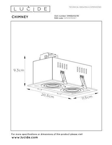 Lucide Recessed lamp Chimney 09926/02/30 | TavaGaisma.lv/en