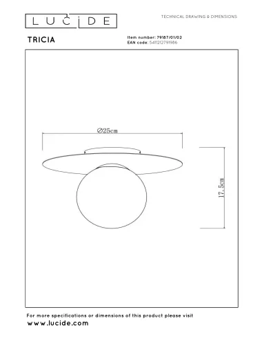 Griestu lampa Tricia Ø25