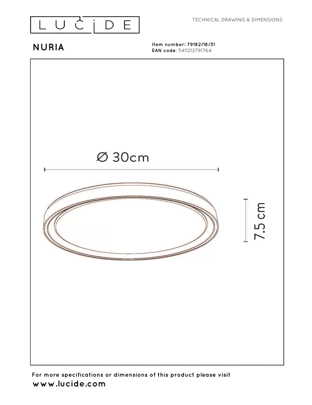 Griestu lampa Nuria Ø30 LED