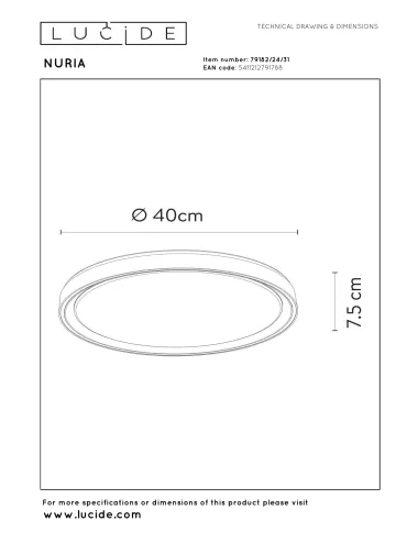 Lucide - Nuria Ø40 LED 79182/24/31 ceiling lamp | TavaGaisma.lv/en
