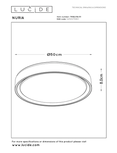 Lucide - Nuria Ø50 LED 79182/36/31 laelamp | TavaGaisma.lv/et