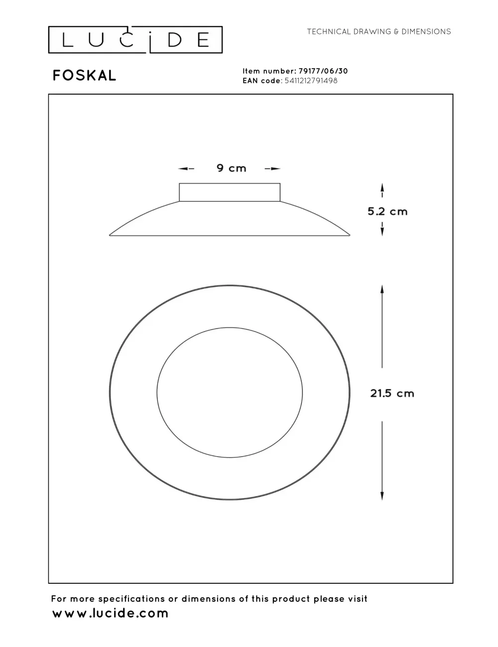 Ceiling lamp Foskal Ø21,5 LED