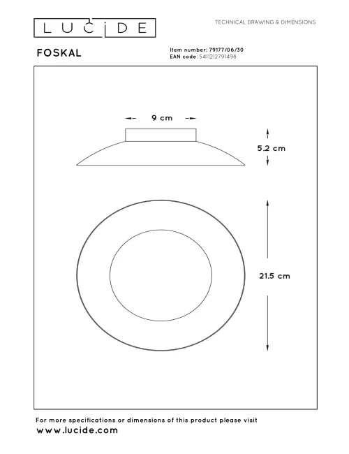 Griestu lampa Foskal Ø21,5 LED