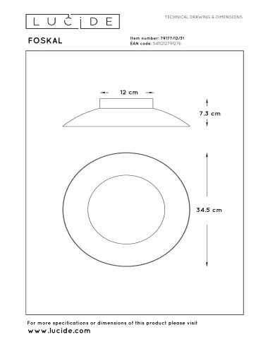 Lucide - Foskal Ø34,5 LED 79177/12/31 laelamp | TavaGaisma.lv/et