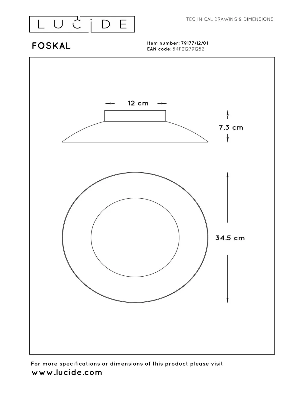 Griestu lampa Foskal Ø34,5 LED