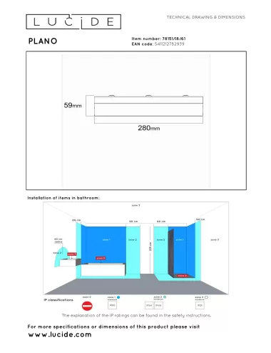 Lucide - Plano Ø28 LED IP44 78151/18/61 потолочная лампа | TavaGaisma.lv/ru
