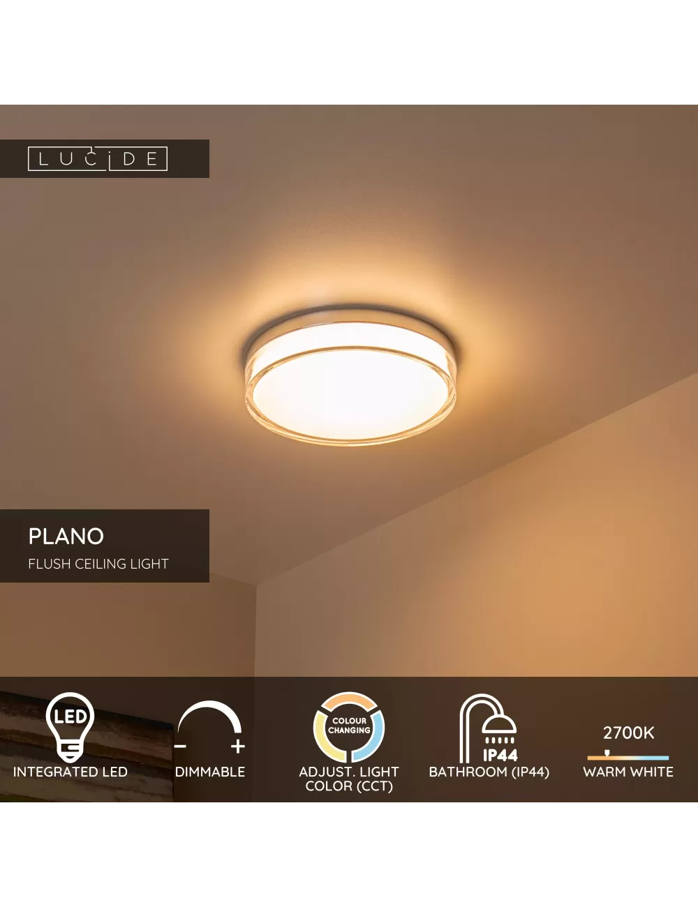 Griestu lampa Plano Ø28 LED IP44