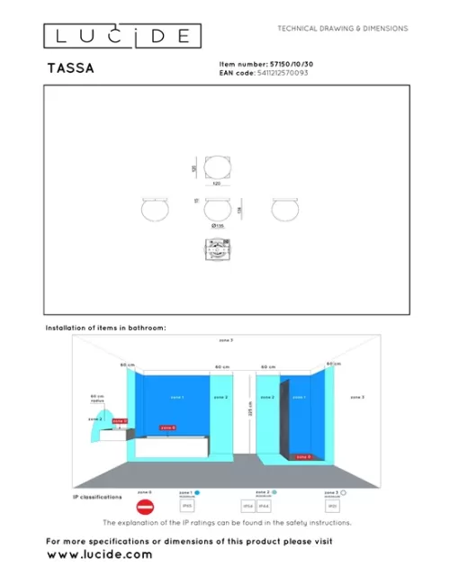 Griestu lampa Tassa Ø13,5 LED IP40