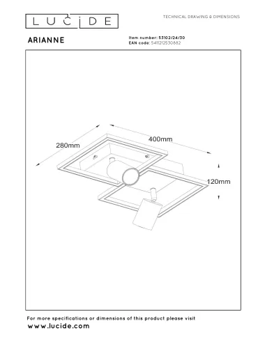Lucide - Arianne LED 53102/24/30 ceiling lamp | TavaGaisma.lv/en