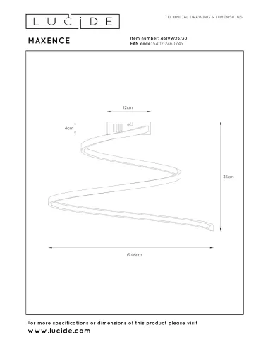 Lucide - Maxence Ø46 LED 46199/25/30 laelamp | TavaGaisma.lv/et