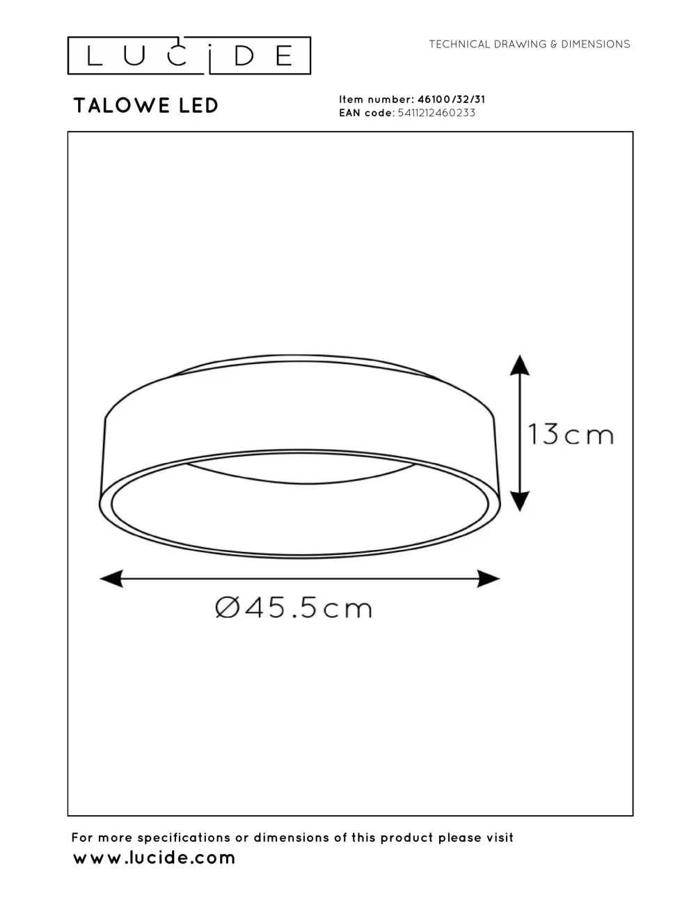 Griestu lampa Talowe Ø45,5 LED