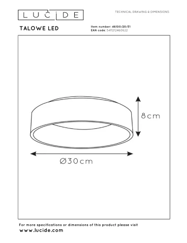 Lucide - Talowe Ø30 LED 46100/20/31 ceiling lamp | TavaGaisma.lv/en