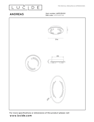 Lucide - Andreas Ø39,6 LED 44113/30/02 ceiling lamp | TavaGaisma.lv/en