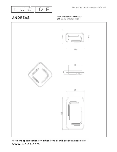 Lucide - Andreas LED 44114/30/02 ceiling lamp | TavaGaisma.lv/en