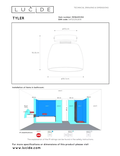 Ceiling lamp Tyler Ø16,1 IP44