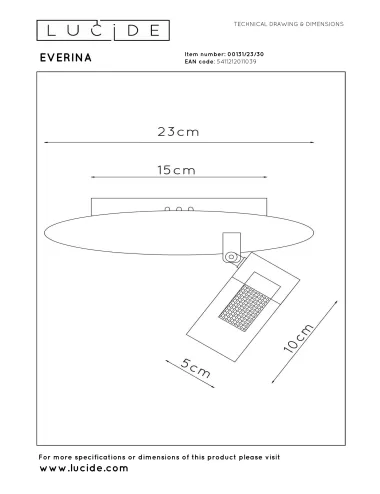 Lucide - Everina Ø23 LED 00131/23/30 griestu lampa | TavaGaisma.lv
