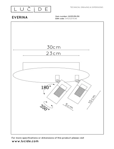 Lucide - Everina Ø30 LED 00131/30/30 griestu lampa | TavaGaisma.lv