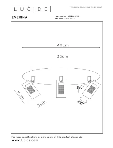 Lucide - Everina Ø40 LED 00131/40/30 griestu lampa | TavaGaisma.lv