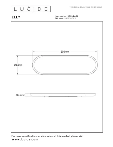 Lucide - Elly LED 07121/24/30 laelamp | TavaGaisma.lv/et