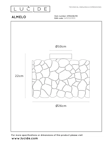 Lucide - Almelo Ø25,5 21134/26/30 ceiling lamp | TavaGaisma.lv/en